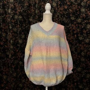 Oversized Pastel Rainbow Crocheted Sweater